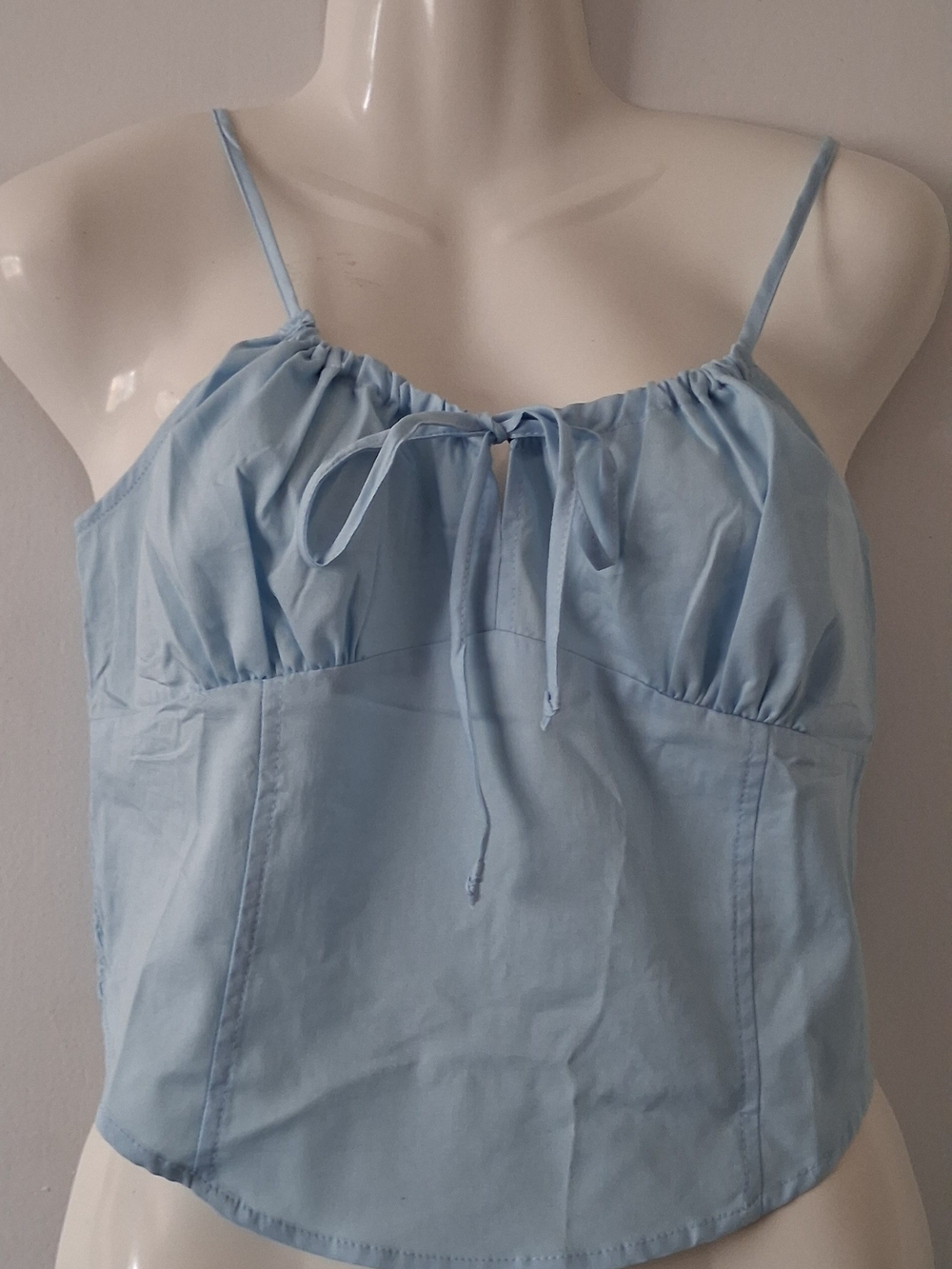 Missguided + Pale Blue Ruched Tie-Front Cami Top